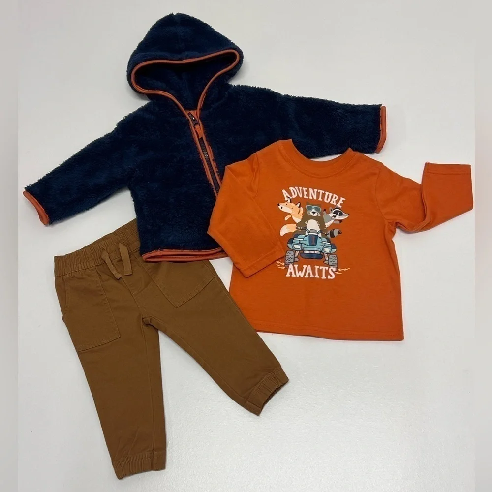 MEMBER'S Mark - Boy's 3-Piece Long Sleeve Shirt,  Hooded Jacket & Pant Set 12 mo